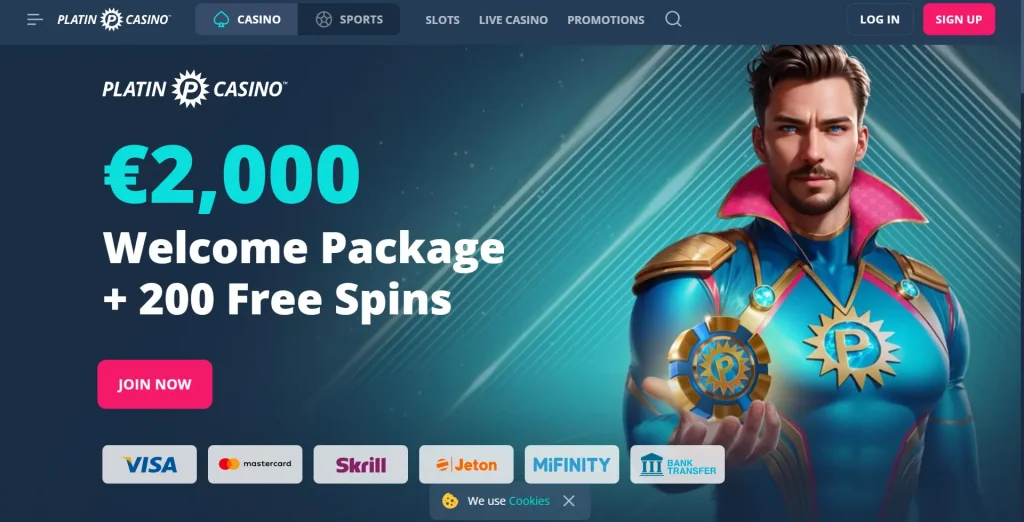 Platincasino homepage